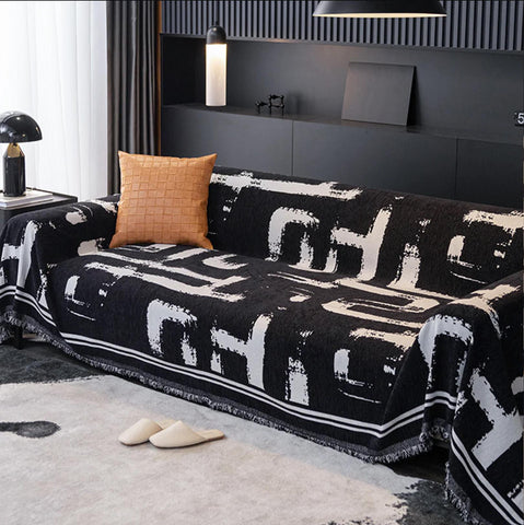 Monochrome Chic Chenille Sofa/Couch Throw Blanket