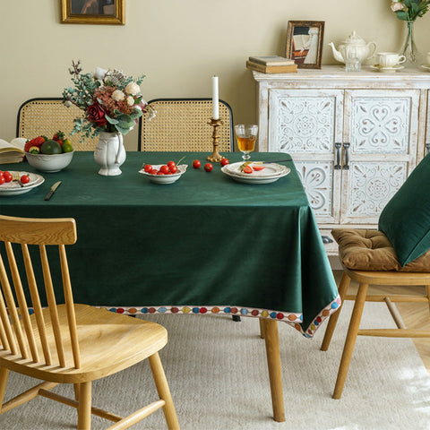 Vintage Style  Exquisite Jacquard Edge Velvet Tablecloth