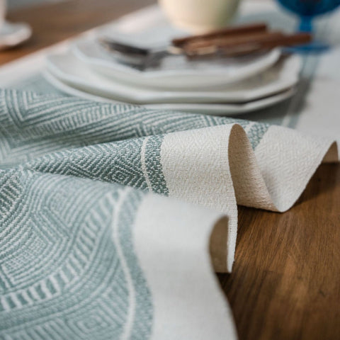 Geometric Square Jacquard  Table Runner