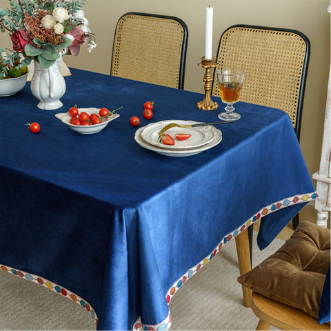 Vintage Style  Exquisite Jacquard Edge Velvet Tablecloth