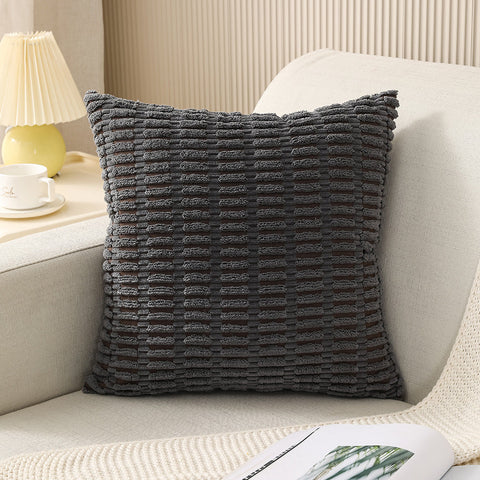 Dimensional Striped Corduroy Throw Pillow Cover