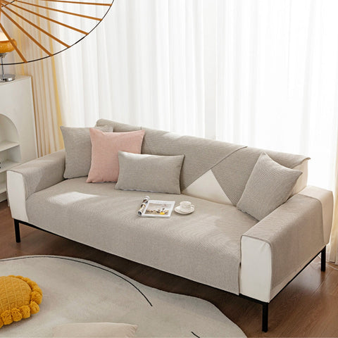 Hidden Color Cotton Linen Non-Slip Sofa/Couch Cover