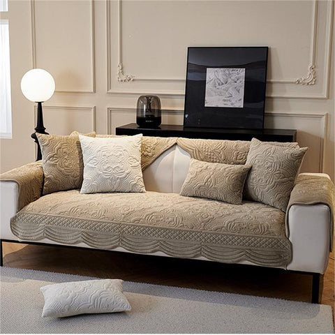 Secret Garden Embroidered Plush Non-Slip Sofa/Couch Cover