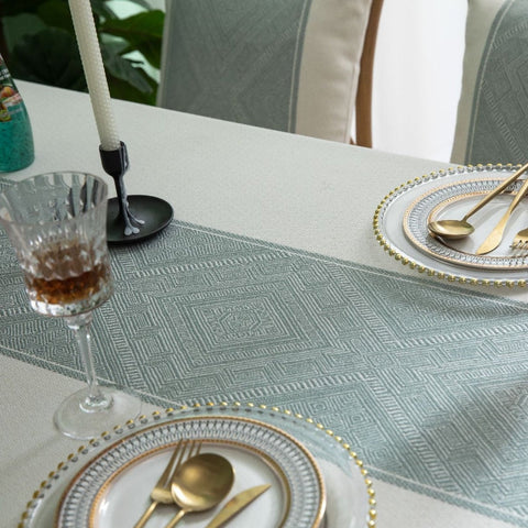 Geometric Square Jacquard  Tablecloth