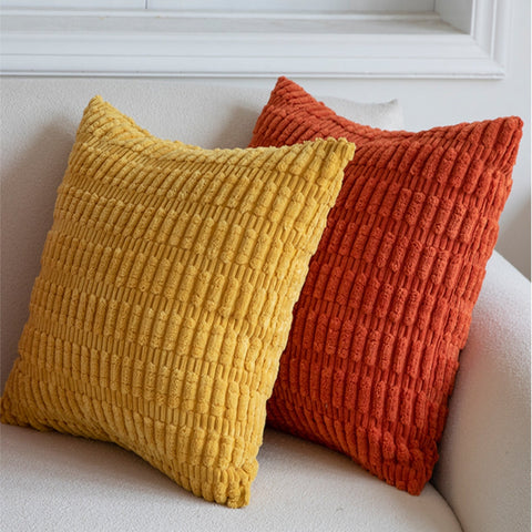 Dimensional Striped Corduroy Throw Pillow Cover