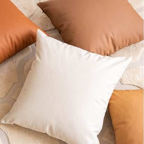 Soft Faux Leather Maillard Color Throw Pillow Cover