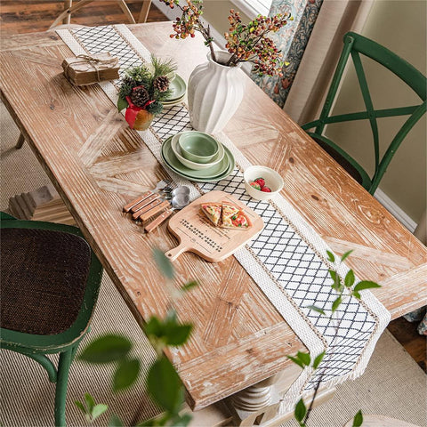 Geometric Pattern Hemp Rope Weaving Table Runner