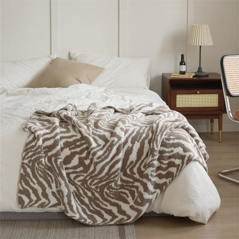 Zebra Pattern Washable Knit Throw Blanket