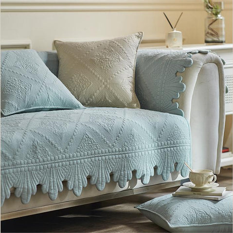 Elegance Embroidered Cotton Non-Slip Sofa Cushion  Couch Cover