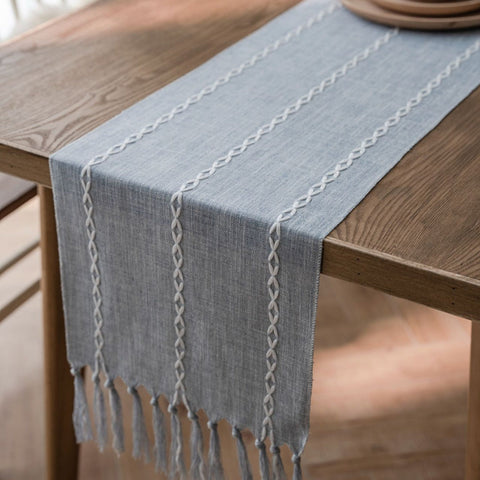 Minimalist White Line Decor Table Runner