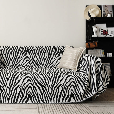 Zebra Pattern Chenille Sofa/Couch Throw Blanket