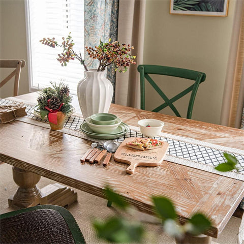 Geometric Pattern Hemp Rope Weaving Table Runner