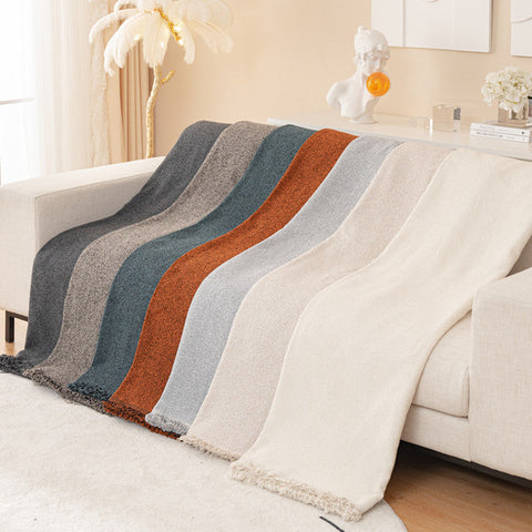 Loop Yarn Linen Fabric Sofa/Couch Throw Blanket