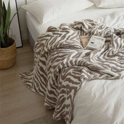 Zebra Pattern Washable Knit Throw Blanket