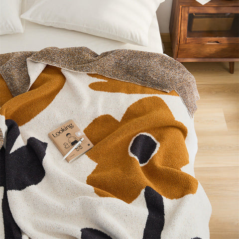 Soft Microfiber Floral Knitted Throw Blanket