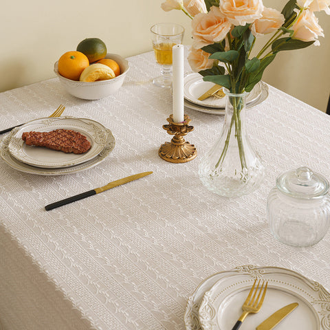 Embroidered Tablecloth Cotton Linen