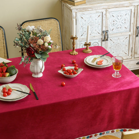 Vintage Style  Exquisite Jacquard Edge Velvet Tablecloth