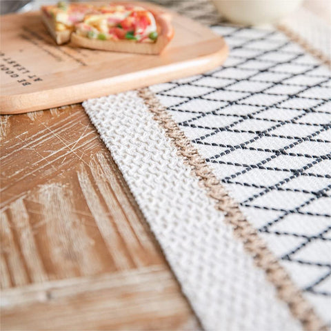 Geometric Pattern Hemp Rope Weaving Table Runner