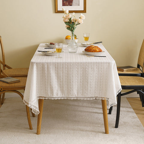 Embroidered Tablecloth Cotton Linen