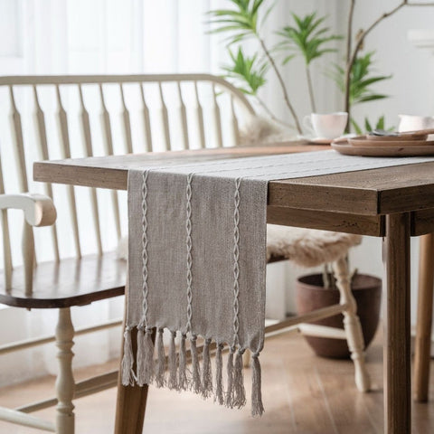 Minimalist White Line Decor Table Runner