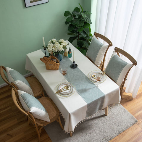 Geometric Square Jacquard  Tablecloth