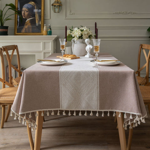 Geometric Square Jacquard  Tablecloth