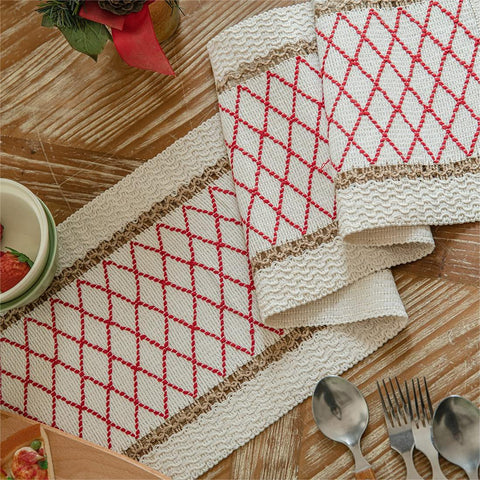 Geometric Pattern Hemp Rope Weaving Table Runner