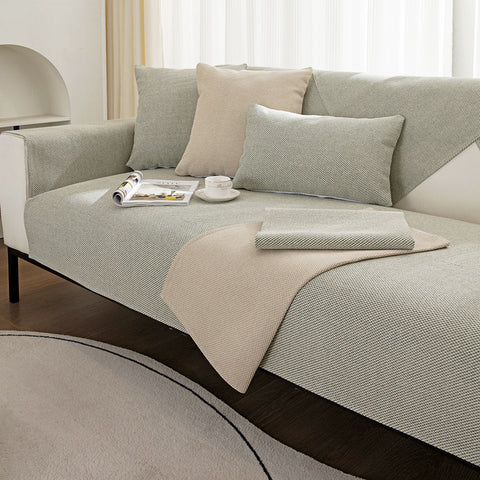 Hidden Color Cotton Linen Non-Slip Sofa/Couch Cover