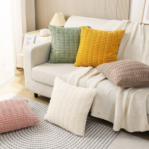 Dimensional Striped Corduroy Throw Pillow Cover