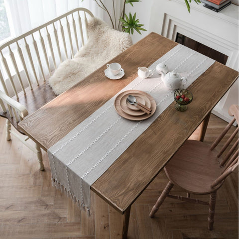 Minimalist White Line Decor Table Runner