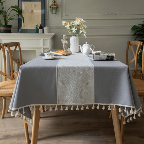 Geometric Square Jacquard  Tablecloth