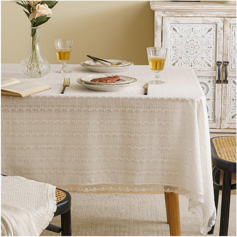 Embroidered Tablecloth Cotton Linen