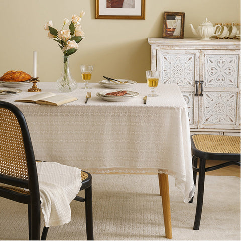 Embroidered Tablecloth Cotton Linen