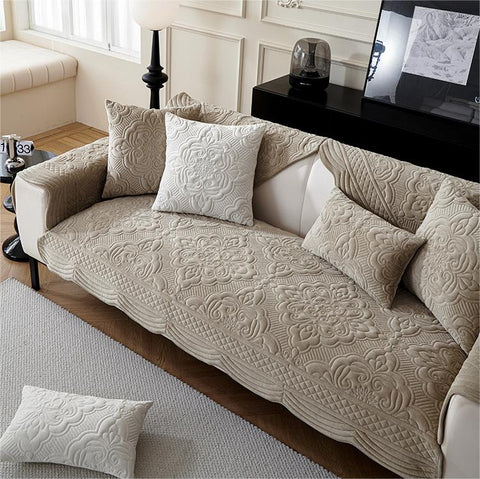 Secret Garden Embroidered Plush Non-Slip Sofa/Couch Cover