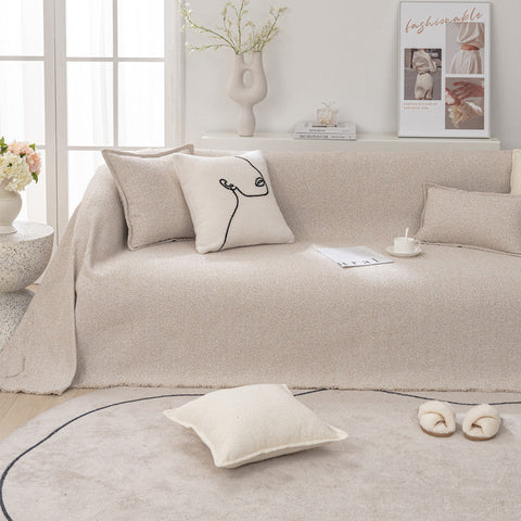 Loop Yarn Linen Fabric Sofa/Couch Throw Blanket