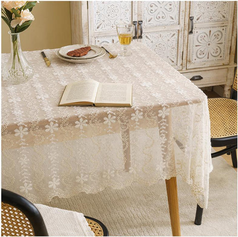 Embroidered Tablecloth Cotton Linen