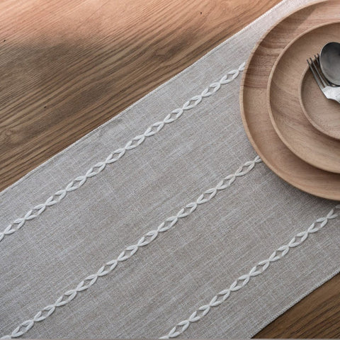 Minimalist White Line Decor Table Runner