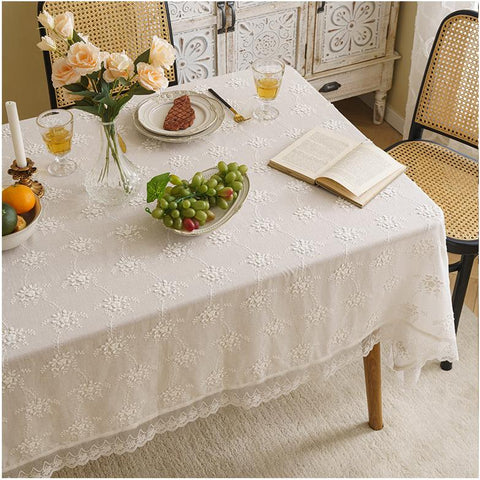 Embroidered Tablecloth Cotton Linen