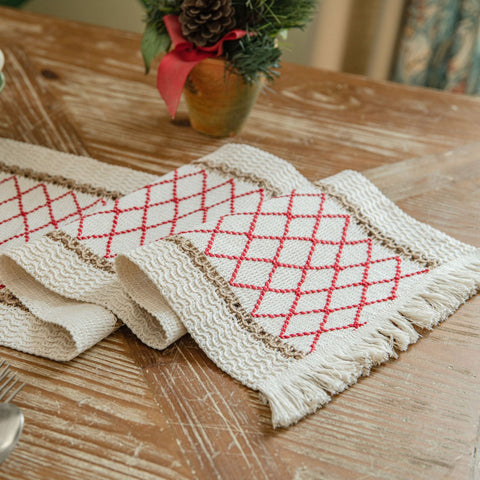 Geometric Pattern Hemp Rope Weaving Table Runner