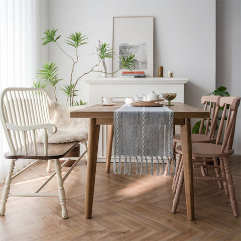 Minimalist White Line Decor Hollow Table Runner