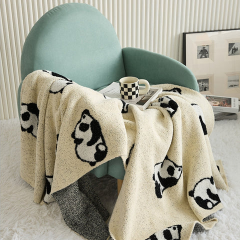 Cute Panda Soft Knit Throw Blanket