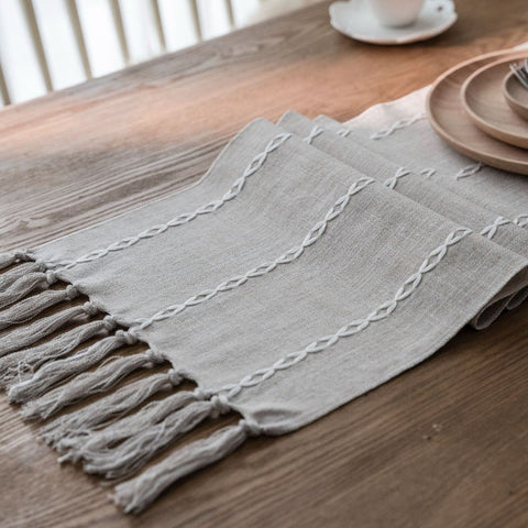 Minimalist White Line Decor Table Runner